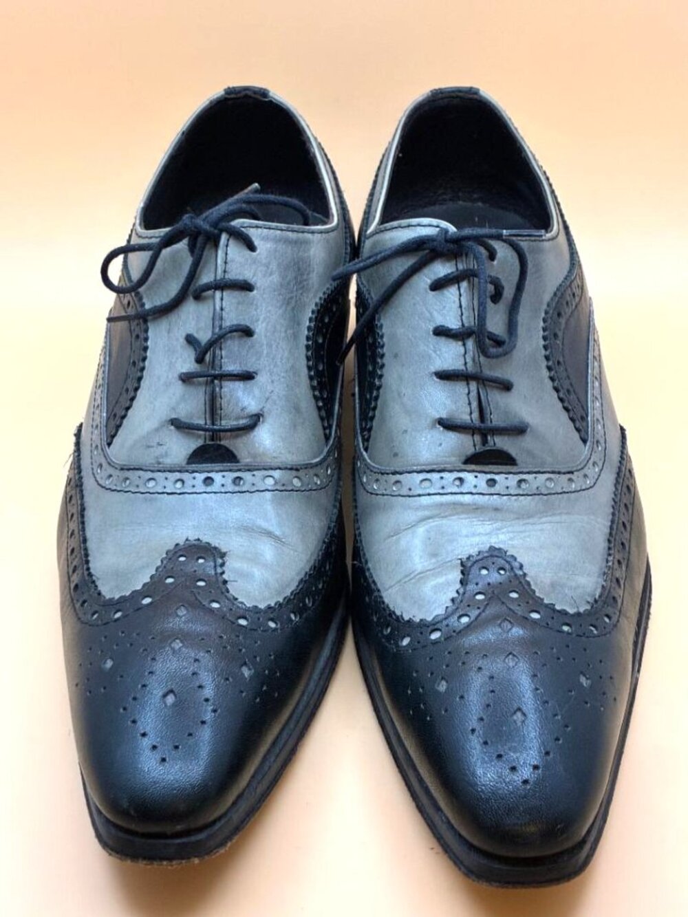 *EUC* DUCA Men’s Oxford Shoe Black & Grey Leather Lace Up Size 44 US 10.5 - Picture 2 of 9